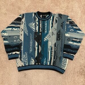 Vintage Coogi 3D Knit Sweater Men's Large Blue Wool Biggie Pullover Australia